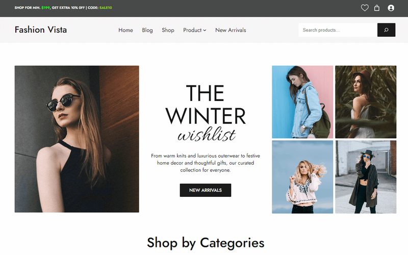Fashion Vista homepage preview