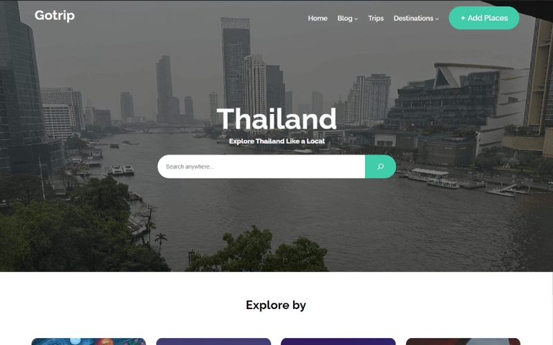 GoTrip homepage preview