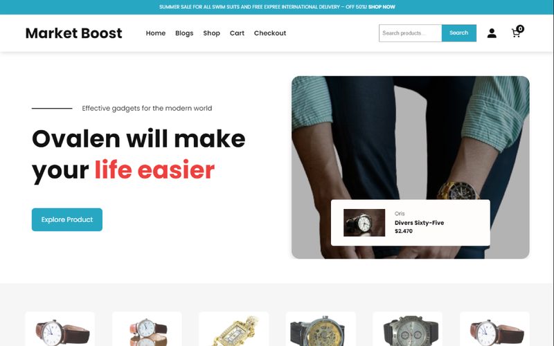 Market Boost homepage preview