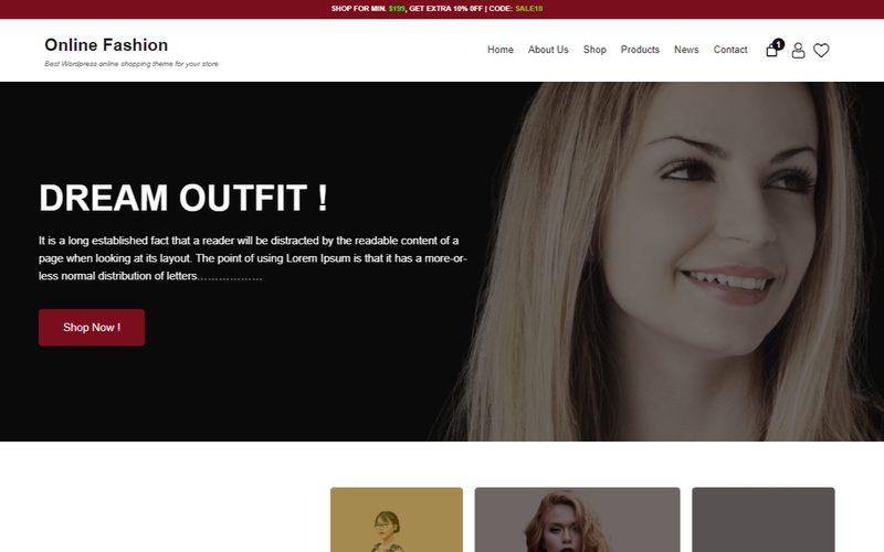 Online Fashion homepage preview