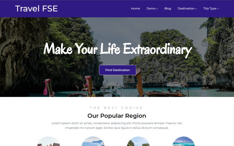 Travel FSE homepage preview