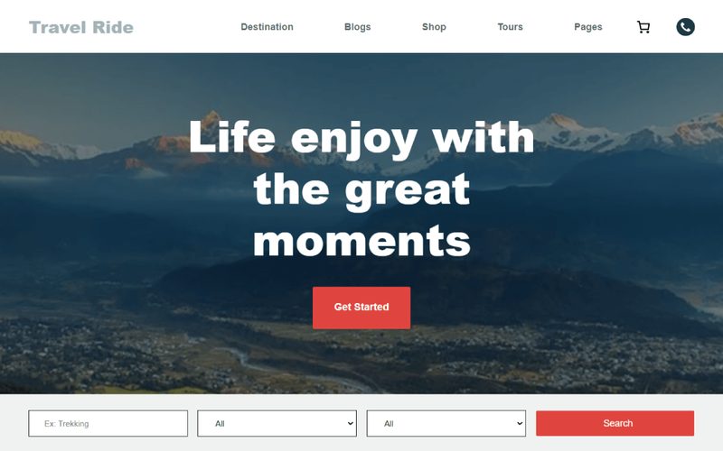 Travel Ride homepage preview
