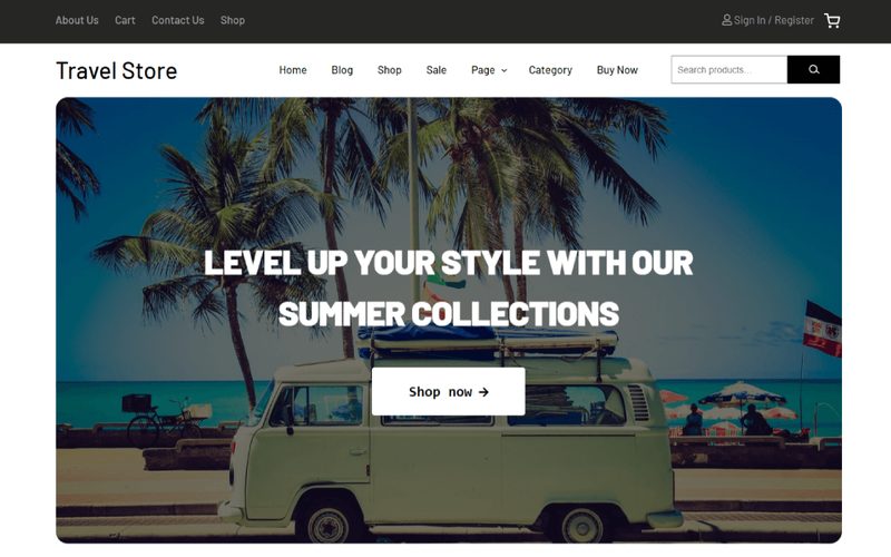 Travel Store homepage preview