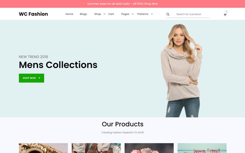 WC Fashion homepage preview
